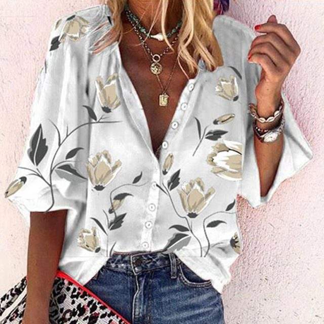 Floral Button-Up Blouse | Flora