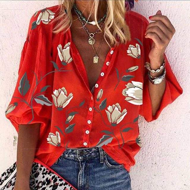 Floral Button-Up Blouse | Flora