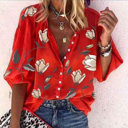 Floral Button-Up Blouse | Flora