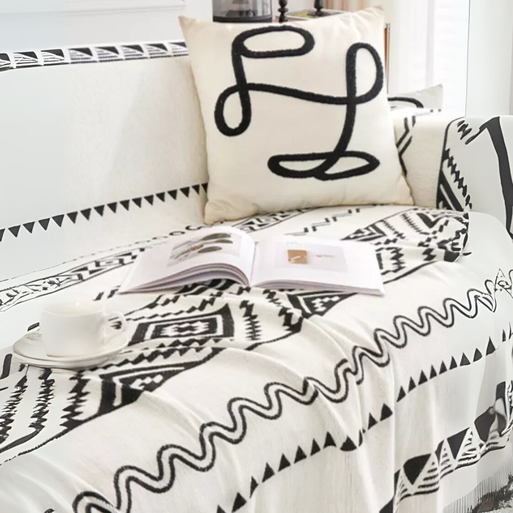 Sofa Cover Geometric Boho Pattern Cotton Blend | Artistic Flair 4