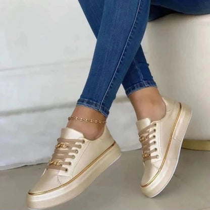 Women Chic Gold-Accent Sneakers | Dominique