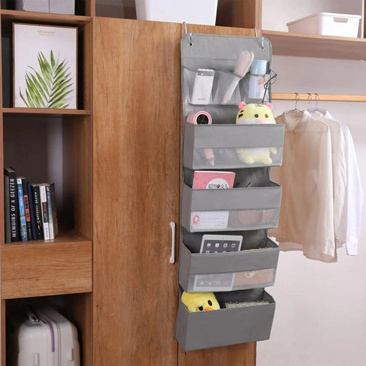 Gray 5-Tier Hanging Shoe Storage Organizer for Closet – Versatile Accessory Holder with Damage-Free Installation 0