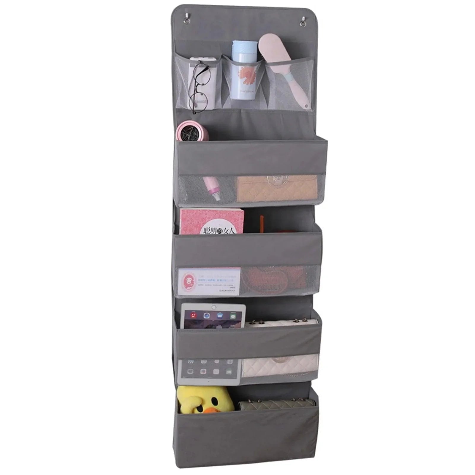 Gray 5-Tier Hanging Shoe Storage Organizer for Closet – Versatile Accessory Holder with Damage-Free Installation 4