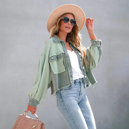 Variant image for Women Cropped Denim Jacket Blue | Alina-5
