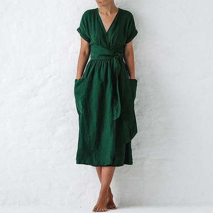 Wrap Linen Midi Dress | Aveline