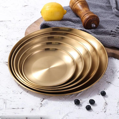 Gold Stainless Steel Dinner Plates – 3 Size Options