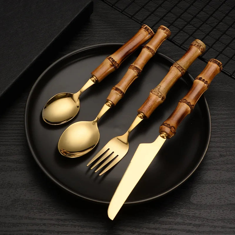 32-Piece Cutlery Set Bamboo | Elegant Dining 2