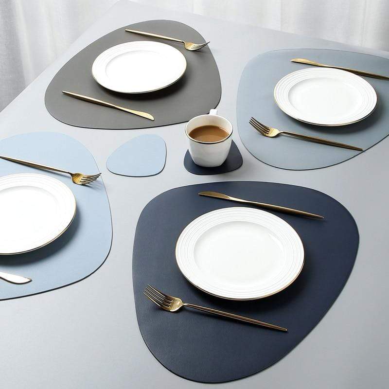 Designer PU Leather Placemat & Coaster Set