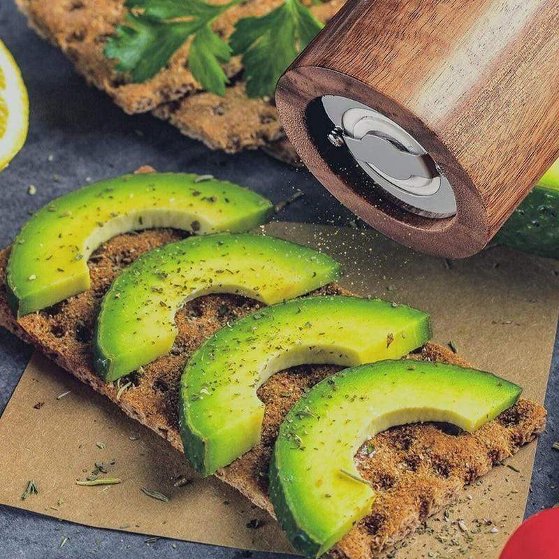 Acacia Wood Salt and Pepper Grinder Set – Adjustable Mill Design