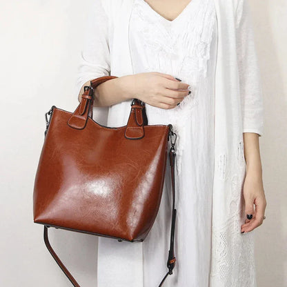 Vintage Oil Finish Leather Tote | Amanda