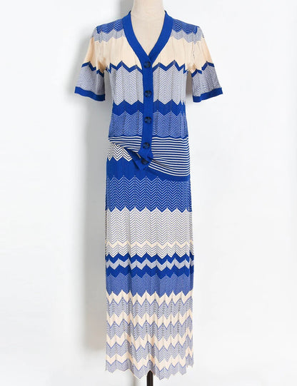 Women Chevron Knit Two-Piece Set | Talia