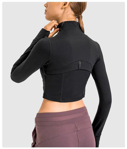 Variant image for Women Long Sleeve Crop Top Black Nylon Spandex | Fitness Enthusiast-26