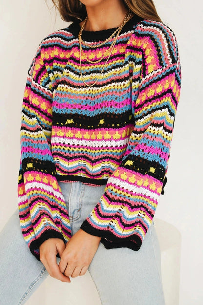 Women Colorful Crochet Sweater | Leila