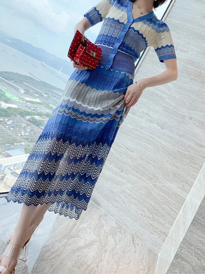 Women Chevron Knit Two-Piece Set | Talia