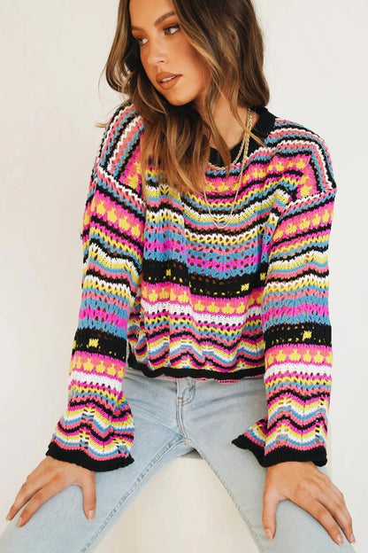 Women Colorful Crochet Sweater | Leila
