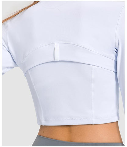 Variant image for Women Long Sleeve Crop Top Black Nylon Spandex | Fitness Enthusiast-11