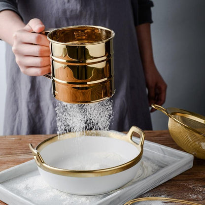 Stainless Steel Flour Sifter – Manual Crank Design