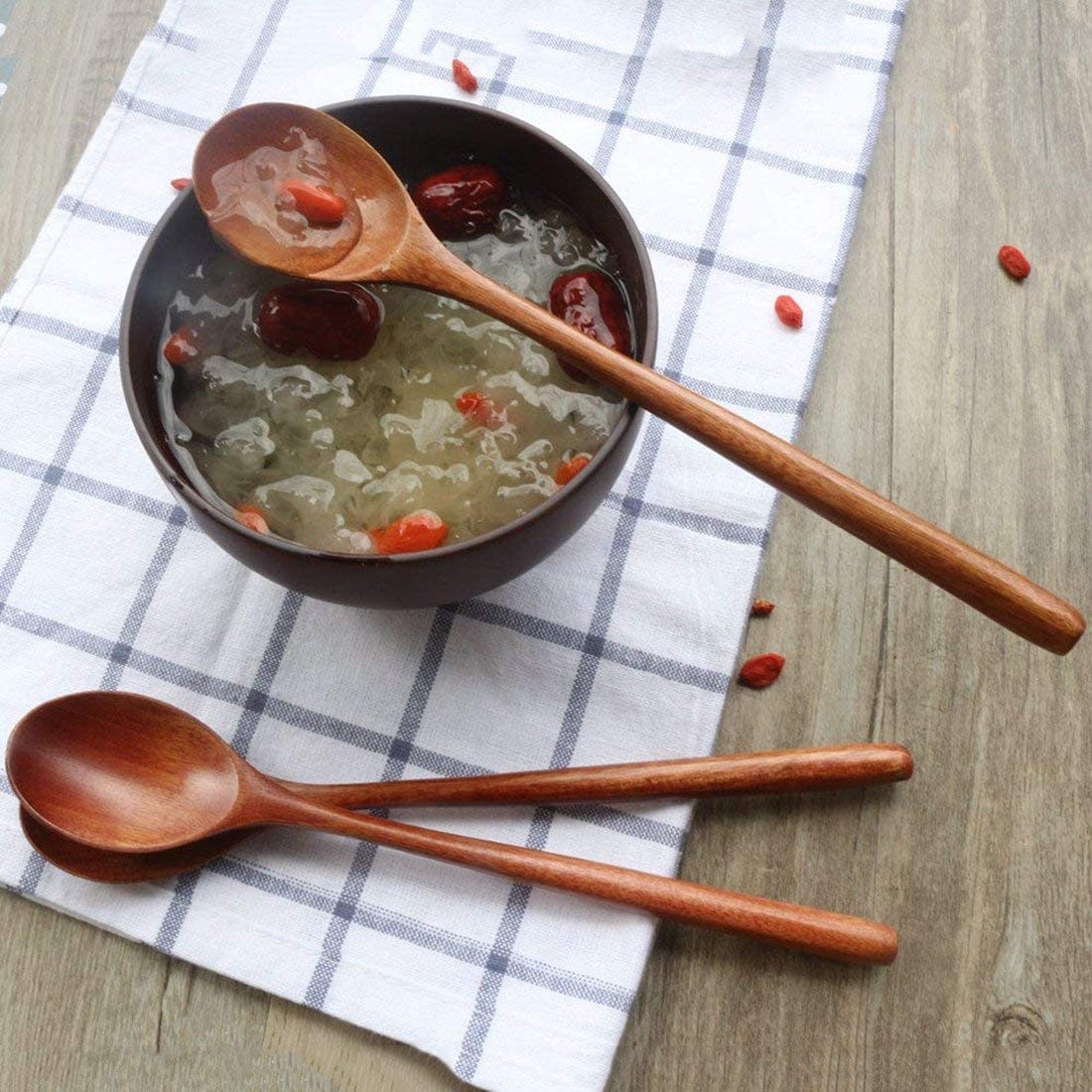 6-Piece Wooden Soup Spoon Set – Nanmu Wood