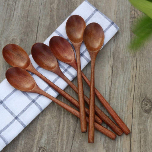 6-Piece Wooden Soup Spoon Set – Nanmu Wood