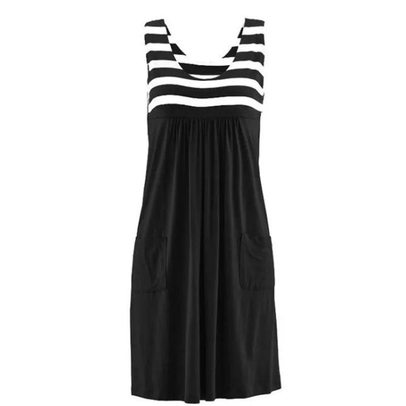 Striped Sleeveless A-Line Dress | Marina