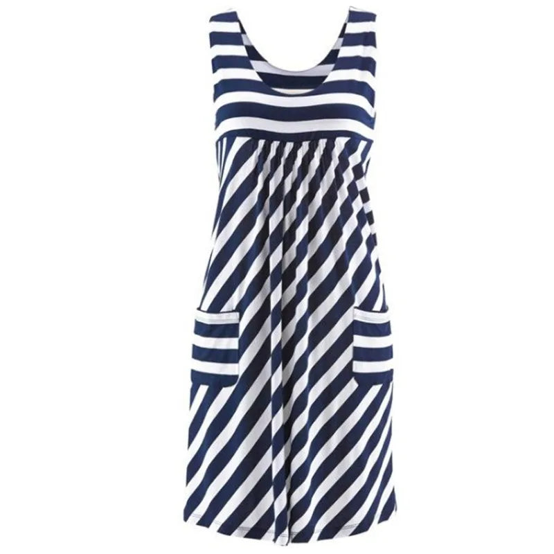 Striped Sleeveless A-Line Dress | Marina