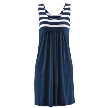 Striped Sleeveless A-Line Dress | Marina