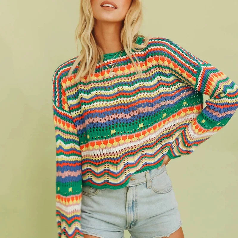 Women Colorful Crochet Sweater | Leila