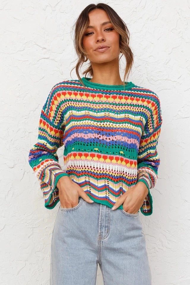 Women Colorful Crochet Sweater | Leila