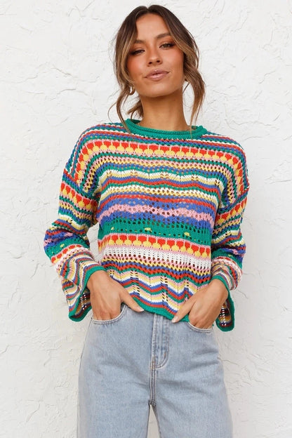 Women Colorful Crochet Sweater | Leila