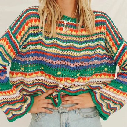Women Colorful Crochet Sweater | Leila