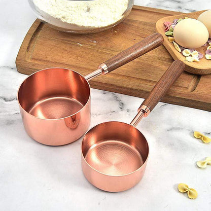 Copper Measuring Spoon and Cup – Stainless Steel with Walnut Handles