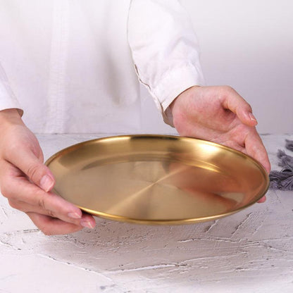 Gold Stainless Steel Dinner Plates – 3 Size Options