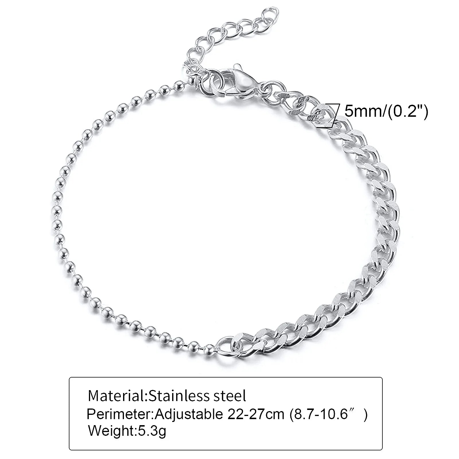 Variant image for Unisex Figaro Chain Anklet Adjustable Stainless Steel | Elegant Design-8