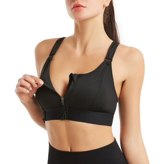 Women High Impact Sports Bra Black Polyester | Audrey-1