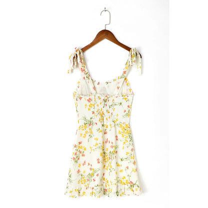 Floral Ruffle Strap Mini Dress | Uxía