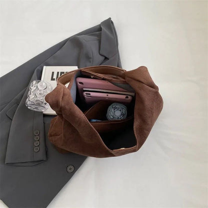Women Minimalist Suede Tote Bag | Mila
