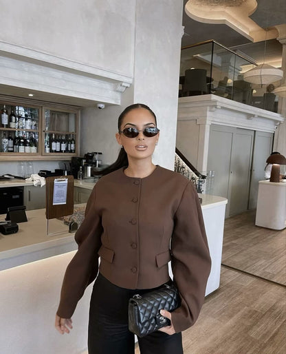 Women Chic Brown Skirt Suit Set | Amélie