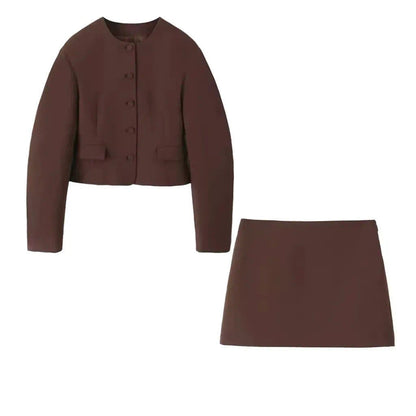 Women Chic Brown Skirt Suit Set | Amélie
