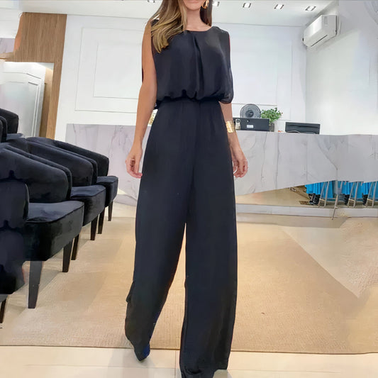 Women Elegant Sleeveless Wide-Leg Jumpsuit | Maica