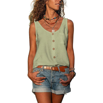 Button-Down Sleeveless Top | Slate