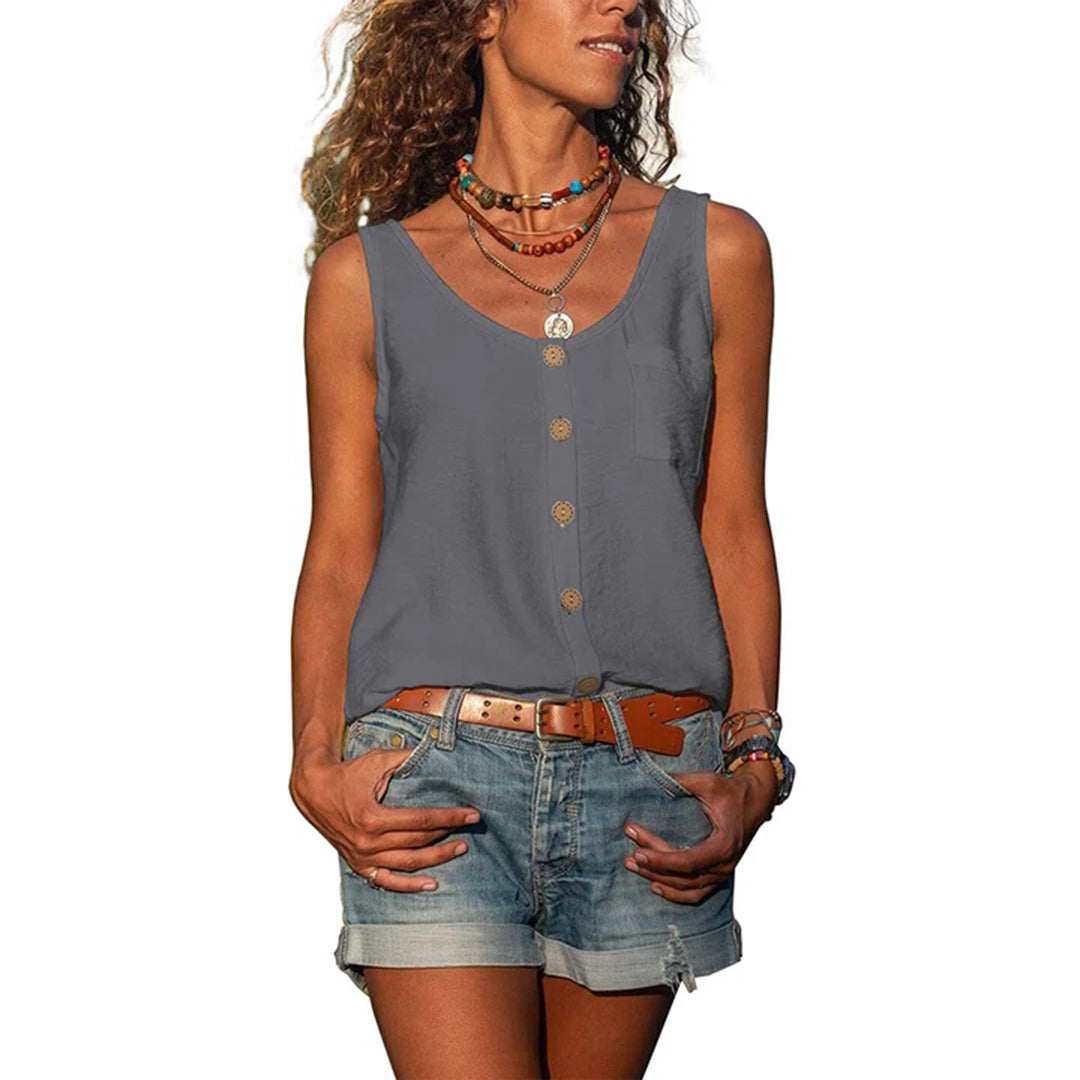 Button-Down Sleeveless Top | Slate