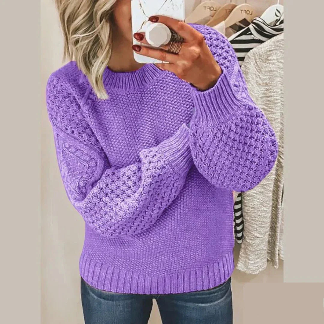 Women Textured Knit Bubble Sleeve Sweater | Robin