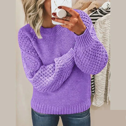 Women Textured Knit Bubble Sleeve Sweater | Robin