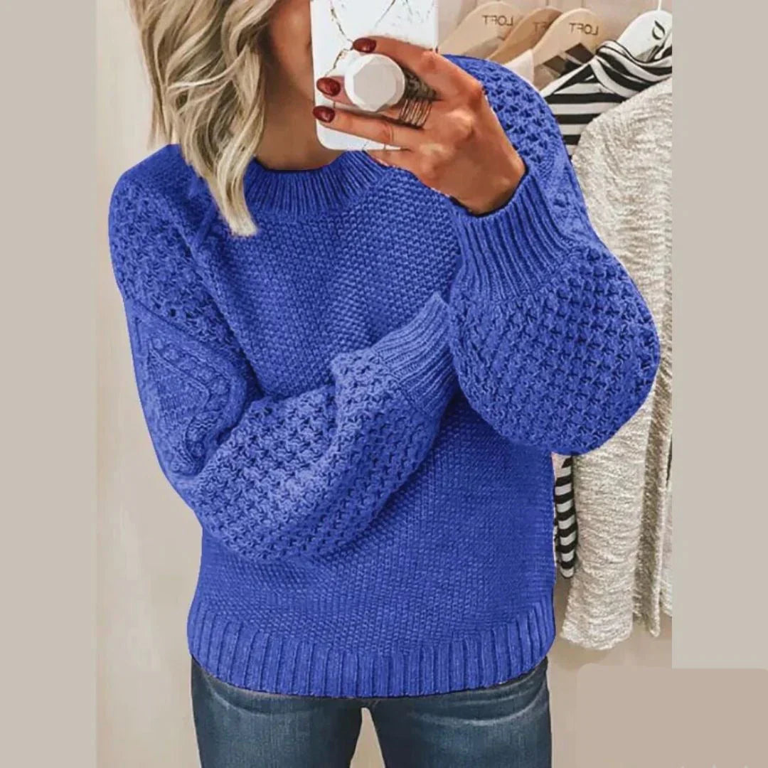 Women Textured Knit Bubble Sleeve Sweater | Robin