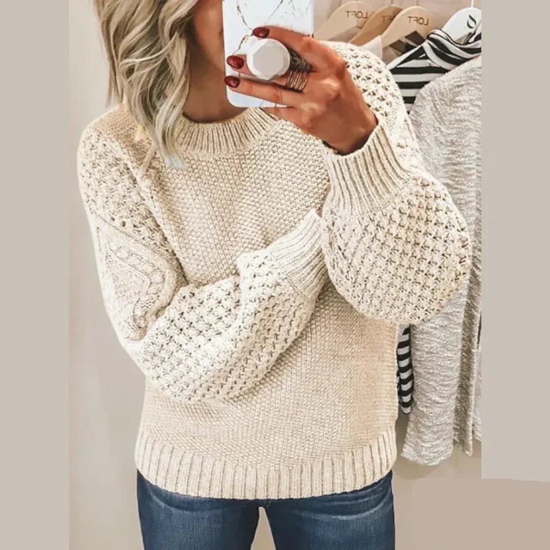 Women Textured Knit Bubble Sleeve Sweater | Robin