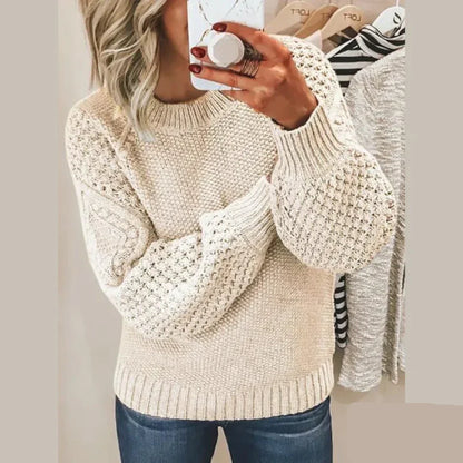 Women Textured Knit Bubble Sleeve Sweater | Robin