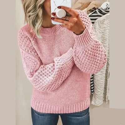 Women Textured Knit Bubble Sleeve Sweater | Robin