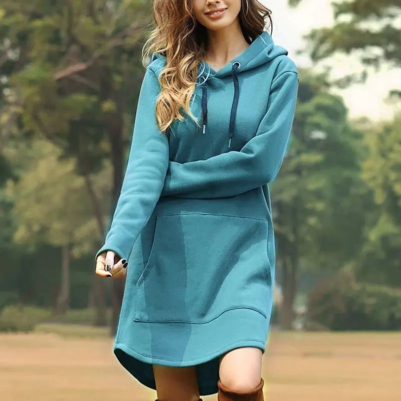 Long Warm Hoodie Dress | Ami