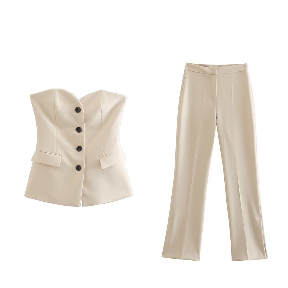 Bustier Top and Pants Suit Set | Delaney