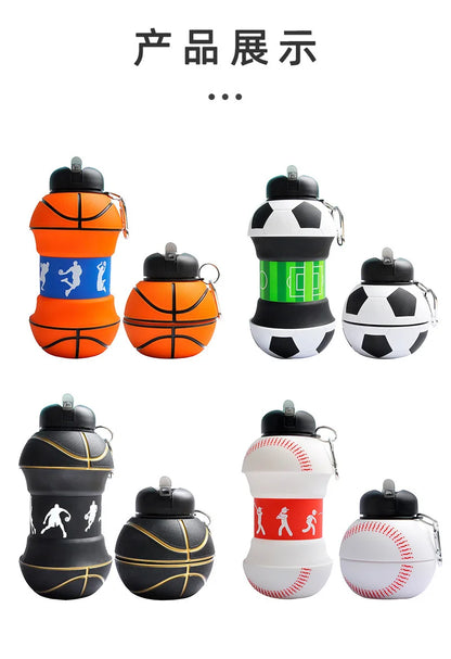 Kids Portable Silicone Water Bottle – 600ml Leakproof Folding Sports Cup for Outdoor Activities 4
